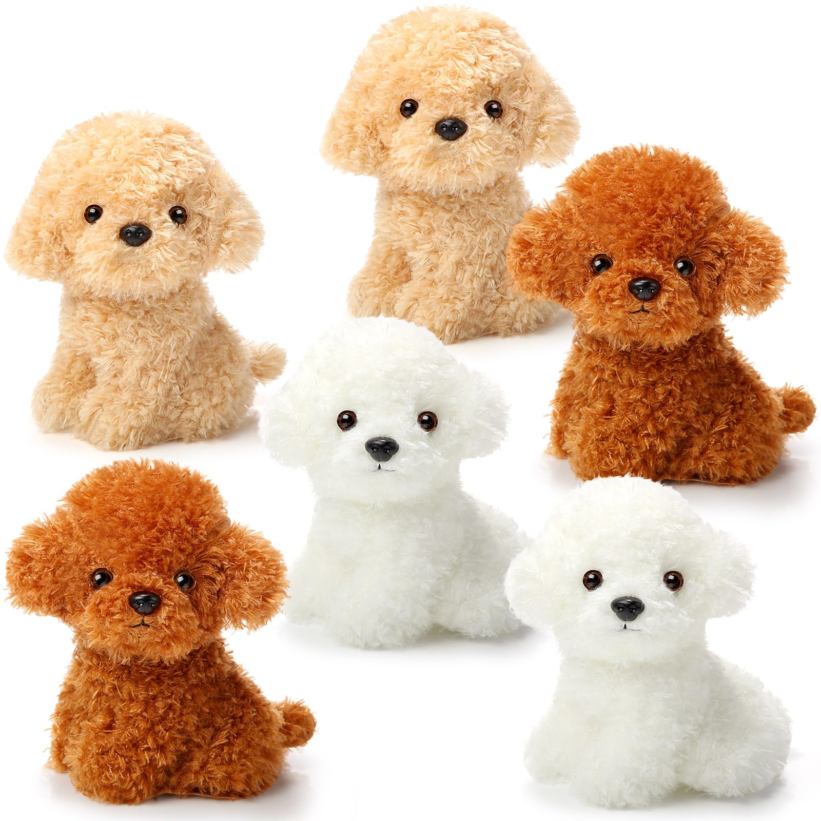 Harrycle 6 Pcs 8 Inch Stuffed Animal Plush Dog Puppy Soft Plush Pillow Toy Fluffy Puppy Set For Kids Girls Dog Theme Party Favor